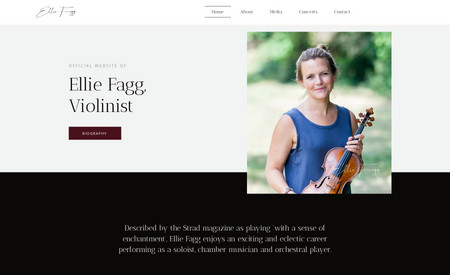 Ellie Fagg - Musician: This is a web design project for Ellie Fagg, a renowned violinist from the UK. The brief was to create a classic, clean, and contemporary website that showcases her experience and upcoming live shows. I designed an elegant layout with clear navigation and optimised for mobile. The website features Ellie's biography, performance history, media gallery, and concert schedule. The project was completed on time, and the client was thrilled with the result!