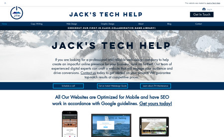 Jack's Techhelp: A website advertising Jack's Tech Help. This site has some advanced features like a price calculator, contact portal, and more.