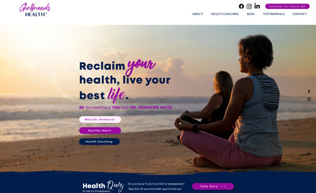Dr. Annmarie Waite: This project was a full rebrand to position Dr. Annmarie Waite as the face of her business and brand, Girlfriends Health.

Scope of Work: Brand photoshoot, brand story copywriting, and website design and build. 