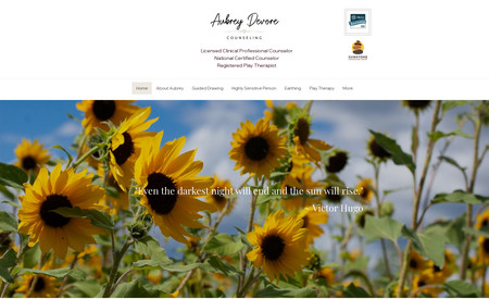Aubrey Devore Counseling: This was a website redesign project for a family therapist. I also worked on the SEO to help her expand her reach in her area.  Beautiful end result and happy client!