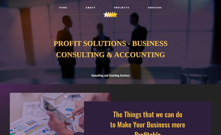 For Profit Solutions: Full redesign and several new pages with a glitzy gold and purple theme