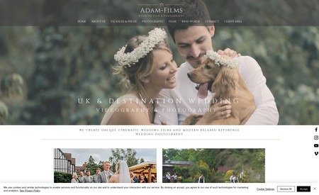 Adam Films : Complete redesign of Wedding Photographer&amp;amp;amp;amp;amp;#39;s website.com