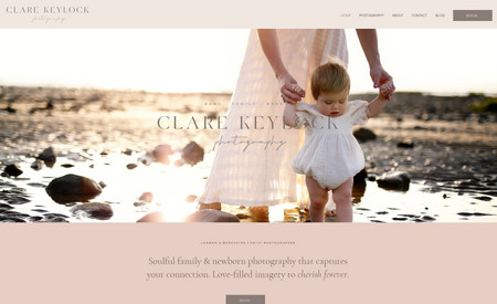  Clare Keylock Photography: Brand identity design and Wix website design for Clare Keylock Photography. 

Clare is a family, baby & brand photographer in Berkshire, England. Website features individual services pages for each offering.