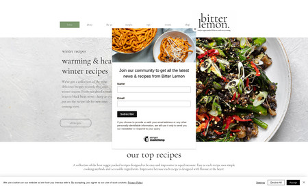 Bitter Lemon Food: Bitter Lemon is a recipe website focused on delicious veggie-packed recipes using only a few natural ingredients and straightforward cooking methods.