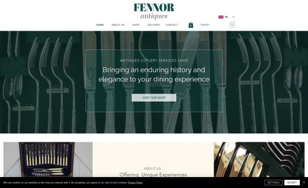 FENNOR Antiques: Concept, design and development. The website is bilingual and includes a nice e-commerce section.
