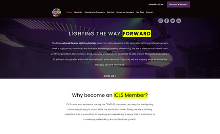 ICLS Society: International Cinema Lighting Society - Landing Page Redesign