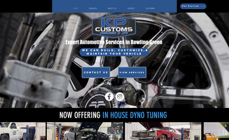 KP Customs: 
Here's a description for the KP Customs project:

KP Customs Website Design

Elev8 Creative Media is excited to present the sleek and engaging website we crafted for KP Customs, a premier auto customization and tire shop. Our collaboration aimed to create an online platform that reflects KP Customs' expertise in transforming vehicles into personalized masterpieces. The website boasts a modern, automotive-themed design, detailed information on customization services, and a gallery showcasing their impressive work. By optimizing the site for search engines, we've positioned KP Customs to drive more traffic and connect with car enthusiasts looking for top-quality customization services.
