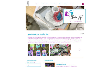 Studio Art Kids: This website is informational with e-commerce so that visitors can purchase at-home art kits directly on the website.