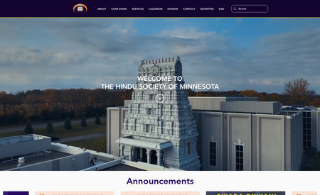 Hindu Society of Minnesota: Web design and donation portal