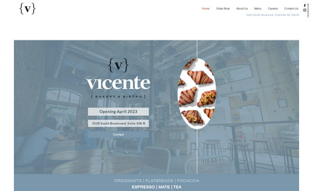 Vicente Bistro: A website for a soon to open bistro and bakeshop. 