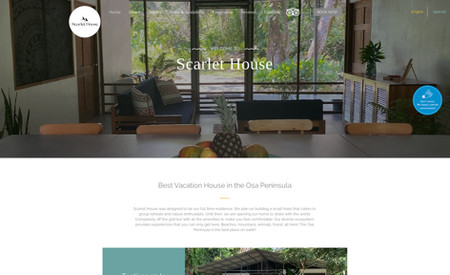 Scarlet House | Costa Rica: The site for this Costa Rican rental property includes stunning imagery with a bright, clean design and features a great use of the booking and lead generation tools.