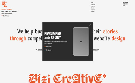 Bizi Creative: Branding, Website Design on Editor X, Supporting Graphics, Custom Icons, Composite Artwork.