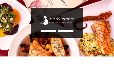 La Fontaine Restaurant: Two restaurant locations in one site. There is a landing pages leading to two separate sites housed on the save Wix site.