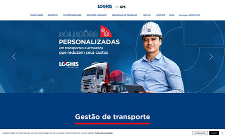 Loghis logística - Transportadora: Desenvolvimento de layout, UX, programação, arte gráfica, montagem, gravação de vídeo e fotos.