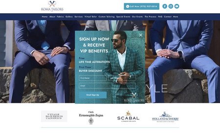 Roma Tailors LLC: Custom Suit/Tailor Website