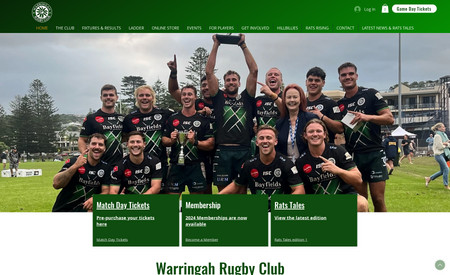 Warringah Rugby: Full website complete with copywriting, imagery sourcing and project management