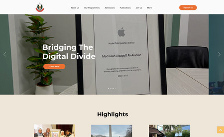 Madrasah Alsagoff : Brand visuals and design direction, wireframing, site architecture and design + development on Wix