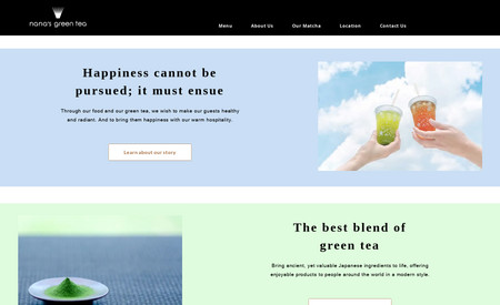 Nanas Green Tea: Designed a website for the global Japanese franchise brand Nana's Green Tea.