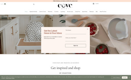 Cove Baby: Design and Development of the Cove baby brand. Logo design / brand development / Full design of website. Continued work on social media and website development. 