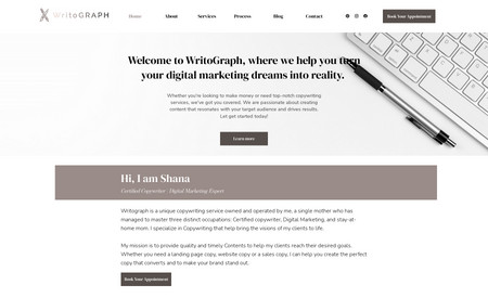 Writograph: A blog website using classic editor in Wix