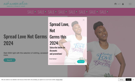 AskNurseAlice Store: AskNurseAlice Store is the online retail destination of Nurse Alice Benjamin, known as America's Favorite Nurse. The store features her exclusive "Spread Love, Not Germs" collection. Operating as a dropshipping business, all orders are made on-demand. This approach enables us to maintain a streamlined inventory, ensuring that we only manufacture and ship products as they are ordered.
