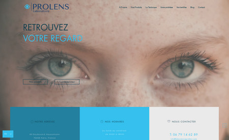 Laboratoire Prolens: Site eCommerce avancé du Laboratoire Prolens, spécialiste des prothèses oculaires et des lentilles de contact sur mesure. 