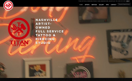Titan Tattoo: Website designed for tattoo & body piercing studio in Nashville, TN.