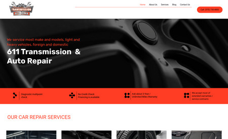 611 Transmission: We helped auto repair shop develop a new website, replacing old our off order wordpress one.