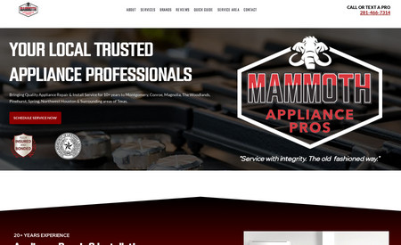 Mammoth Appliance: We built a website for Mammoth Appliance to bring more attention to their appliance repair business. We are now providing SEO services to expand their brand's visibility on search engines.