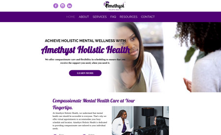 Amethyst Holistic Health: Digital Stylz created a logo, social templates, and a 3-6 page website for Amethyst Holistic Health.
