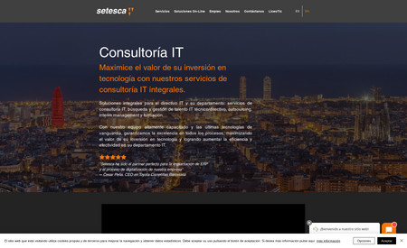 Setesca: Diseño y desarrollo de sitio web corporativo, ubicado en Barcelona, España