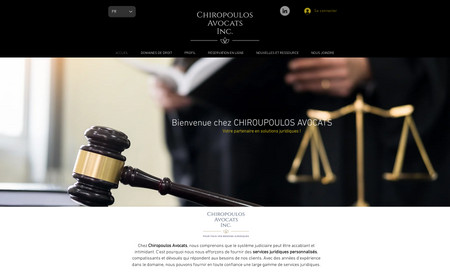 Chiropoulos Avocats: Site web professionnel et dynamique présentant les services d'une avocate.