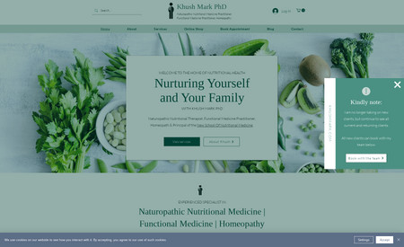 Dr Khush Mark: A bespoke Nutritionist website for a practitioner selling homeopathic products and taking therapy bookings online. The website showcases a rich library of Health blogs as well as links to e-Courses and e-Books.