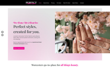 Perfect Nails Lashes: Locally based Nail and Beauty Salon. Includes an online booking system. SEO completed and optimised for all devices.