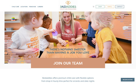 Skidaddles Child Care: We worked with Skidaddles to rebrand and then build a robust website with registration forms, an online store, a chat application, promotions, and email automation.