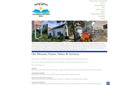 Bethellibrary: Library Association with donation form, news and updates, external links and submission forms.
