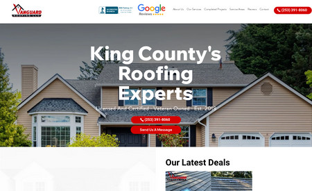 Vanguard Roofing: Fast-growing roofing company needed a website redesign that reflects their professionalism and showcases their top-notch workmanship.