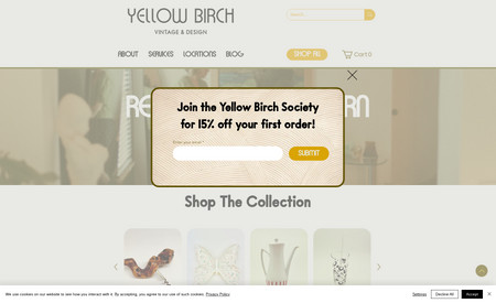 Yellow Birch Vintage: Website design with e-commerce capability.