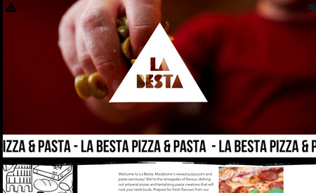 La Besta: Pizza Restaurant with a cool design element from the restaurant replicated through the website.