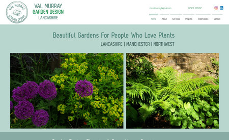 Garden Designer: Val Murray Garden Designer in Lancashire requested Search Engine Optimisation for his Wix website. Divsign completed this, and additionally redesigned the site to give it a more modern and professional look and feel.
