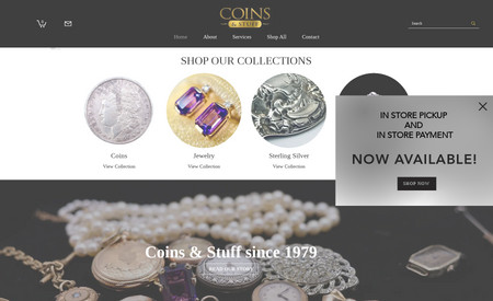 Coins & Stuff: Classic Website with Shopping Cart.