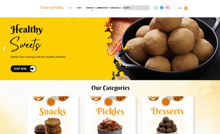 TastesOfIndia: Experience the taste of India with our authentic pickles and snacks! Our client is thrilled to offer their delightful products for export through our easy-to-use e-commerce platform. With just a few clicks, you can have a taste of India delivered right to your doorstep. Don't miss out on this opportunity to indulge in the unique and delicious flavors of Indian cuisine - order now!