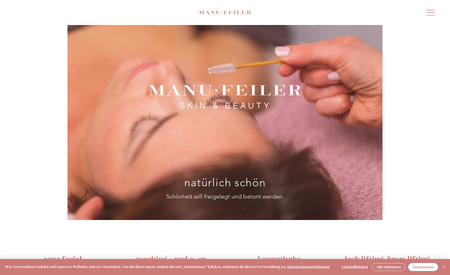 ManuFeiler Skin & Beauty: Kleine Landing Page für ein kleines Kostmetik Studio. Wir haben das Branding (Logo, Colors) sowie den gesamten Content (Fotoshooting & Text) entwickelt. 
