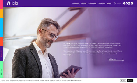 Wibiiq: Sitio web informativa para empresas, diseño desde manual de marca, nos adaptamos a los colores corporativos y estructuras propuestas por los creadores del logotipo de la empresa.
