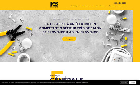 R&B Électricité: Création du site vitrine pour électricité générale.
Chat en ligne.
Version mobile.