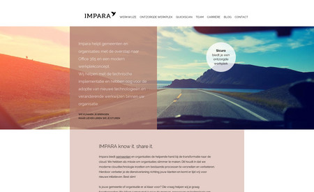 Impara: Huistijl, thema en website op maat voor Impara. 
Impara helpt gemeenten en organisaties met de overstap naar Office 365 en een modern werkplekconcept. Compacte website met presentatie team en blog.
