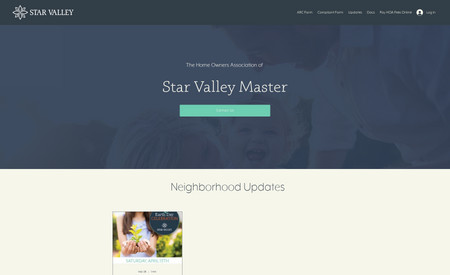 Star Valley HOA: Community webpage for the Star Valley Masters HOA. A place for the association to connect with homeowners and share neighborhood updates.