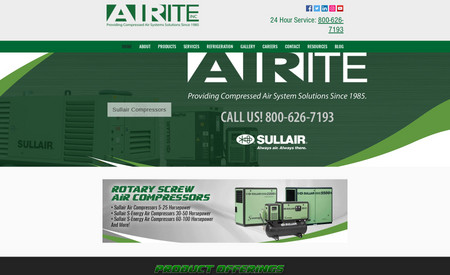 Airite: Commercial compressor website design and blog updates.