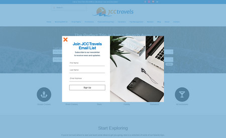 JCC Travels LLC: This website was designed for a travel agent who has a ton of group space available for booking and many affiliate links. 