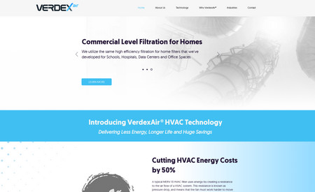 VerdexAir: Informational site for a manufacturer of next gen air filters.